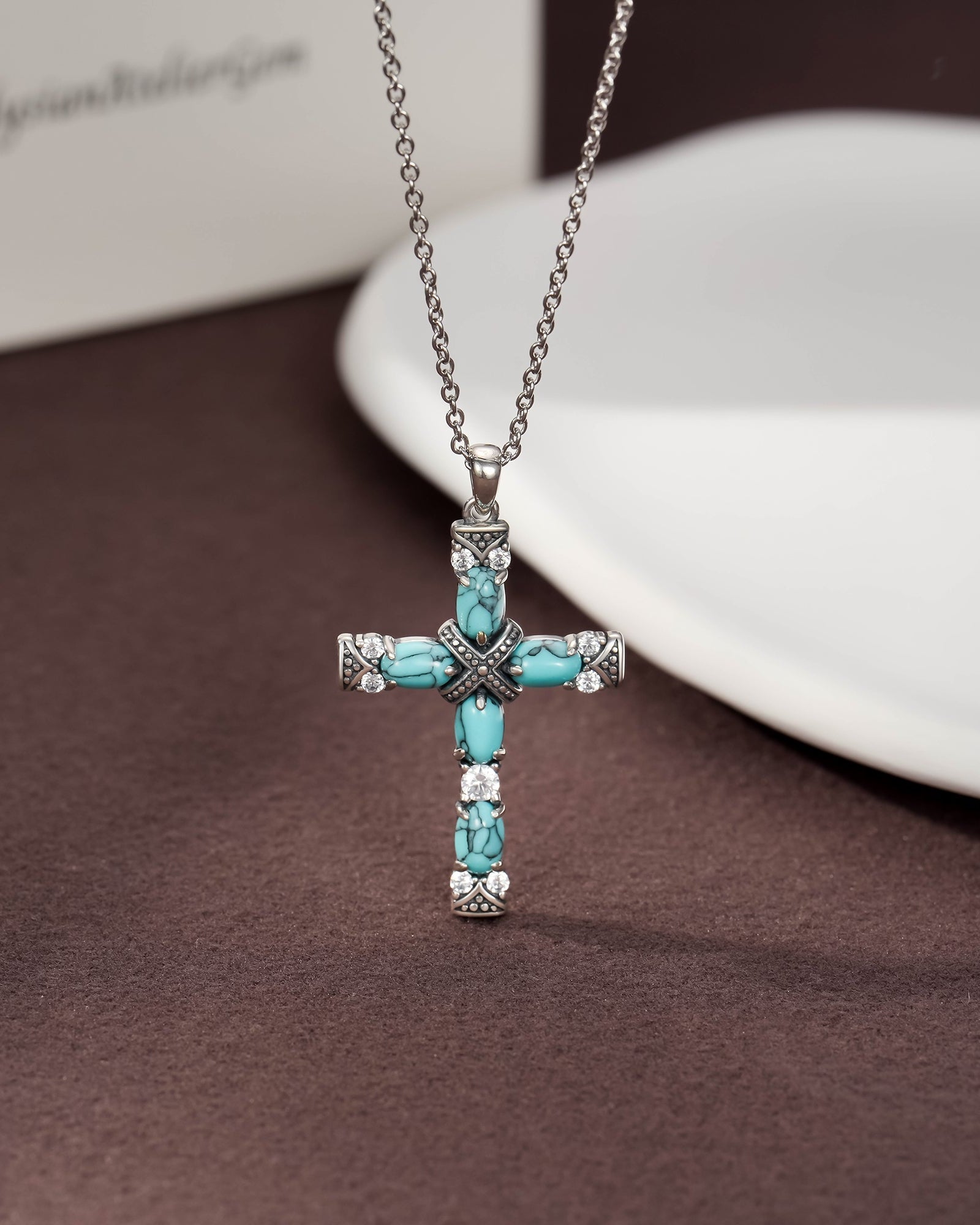Bohemian Turquoise Cross Necklace