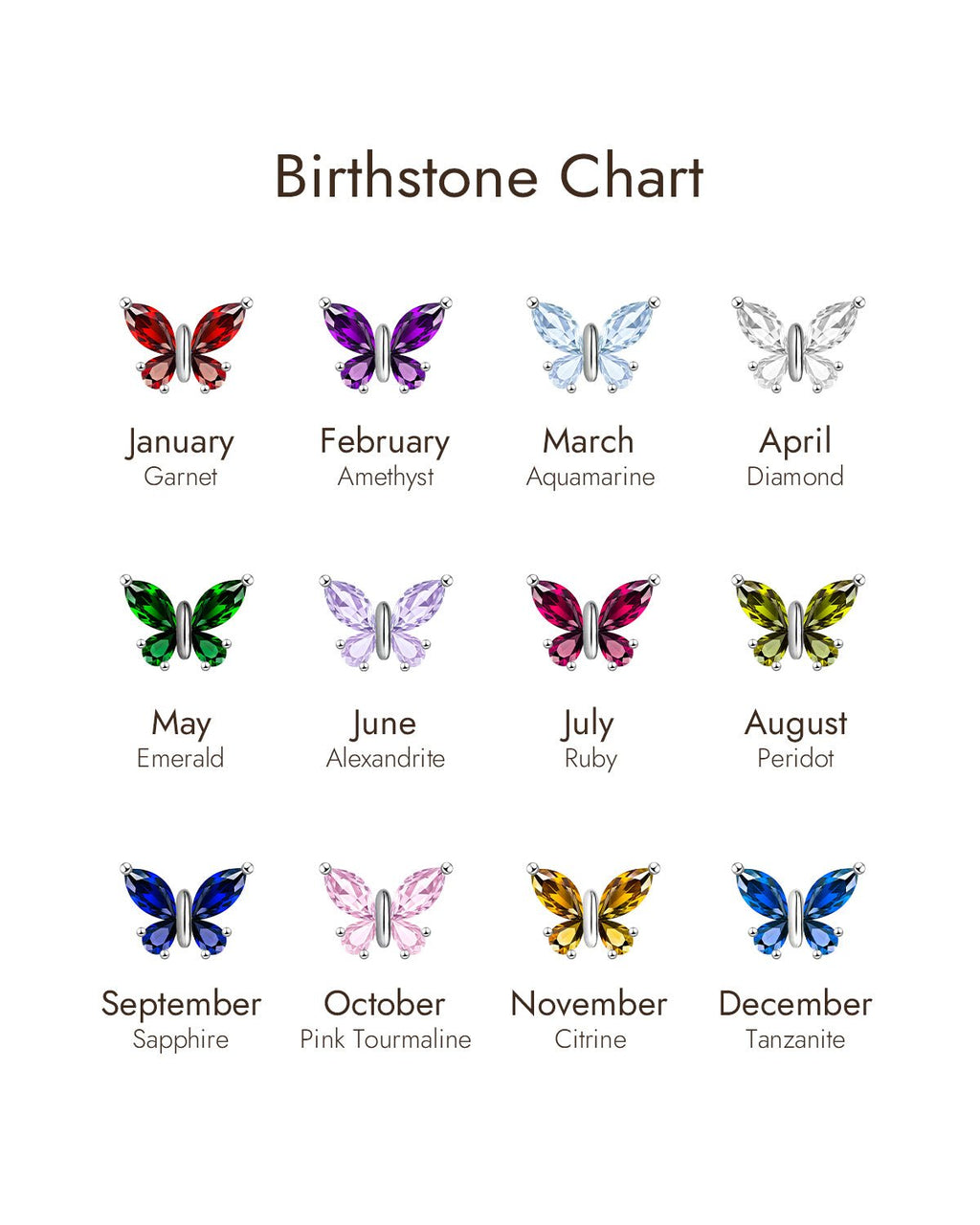 Butterfly Cross Necklace with 12 Birthstones – Faith Jewelry Gift for Women