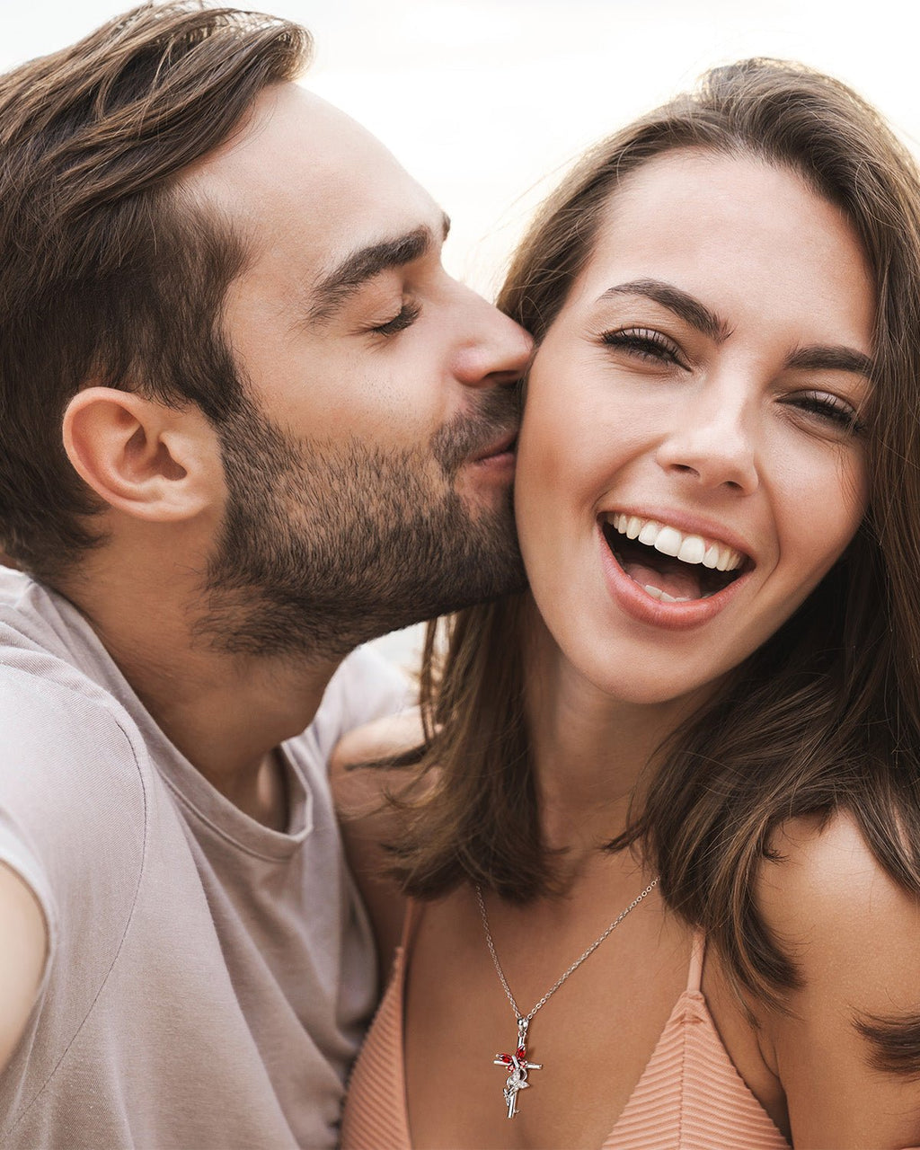 Butterfly Cross Necklace with 12 Birthstones – Faith Jewelry Gift for Women