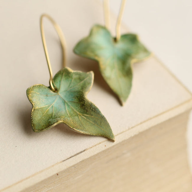 Vintage Green Leaf Earrings Main Image