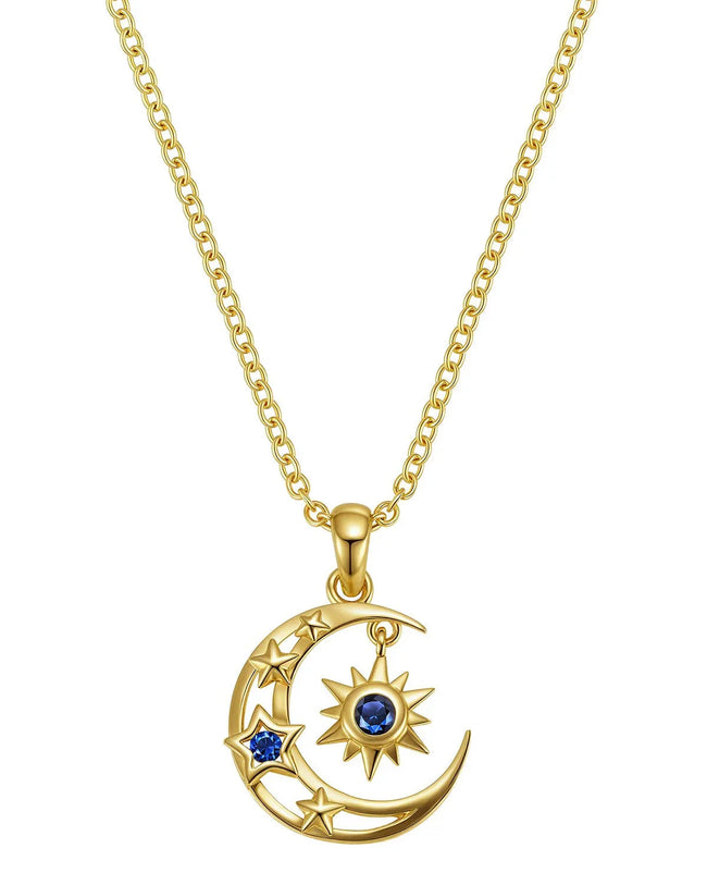 Celestial Moon & Sun Pendant Necklace Hover Image