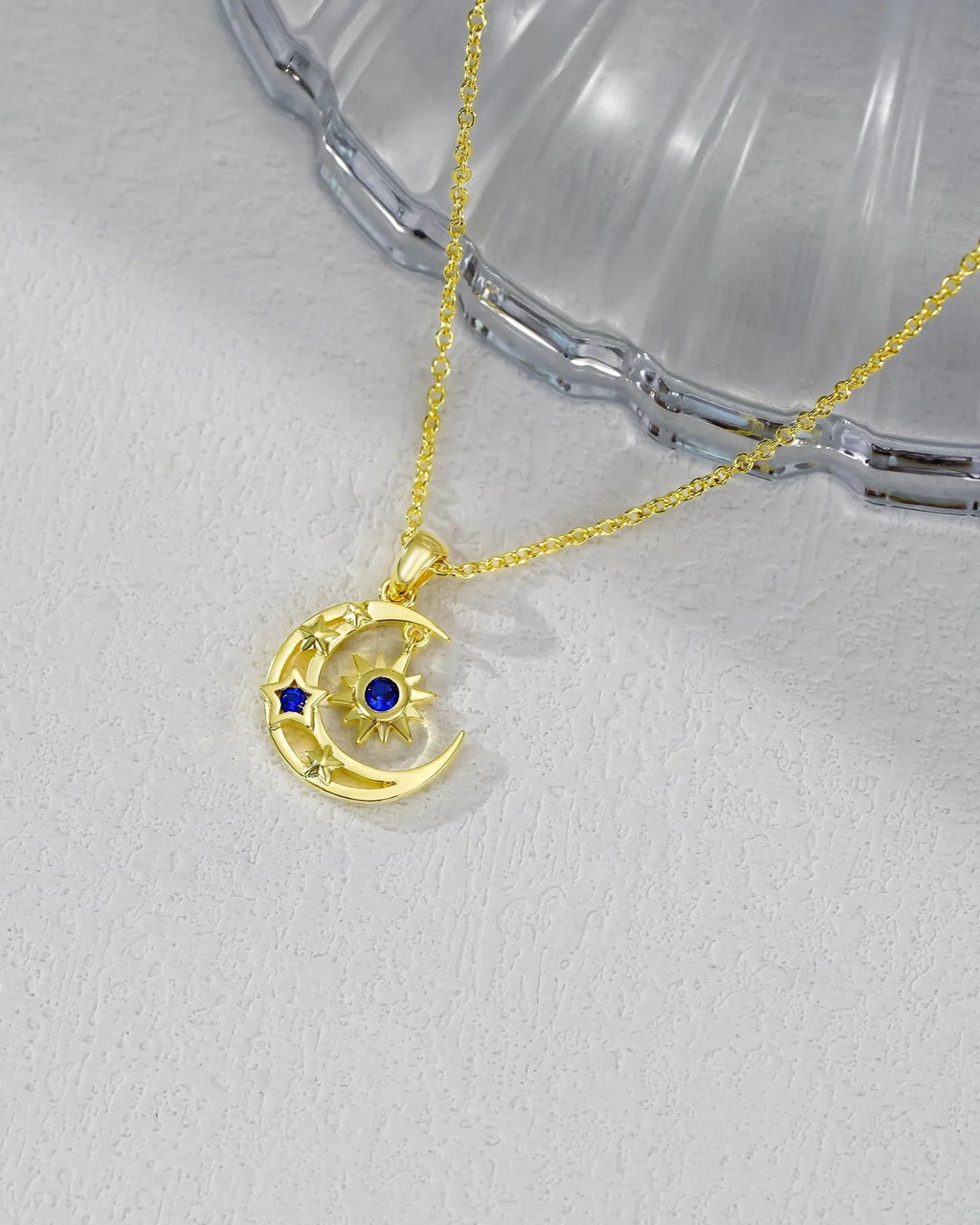 Celestial Moon & Sun Pendant Necklace