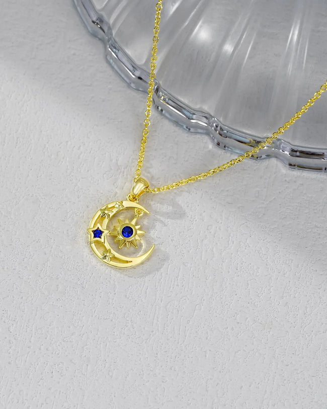 Celestial Moon & Sun Pendant Necklace Main Image