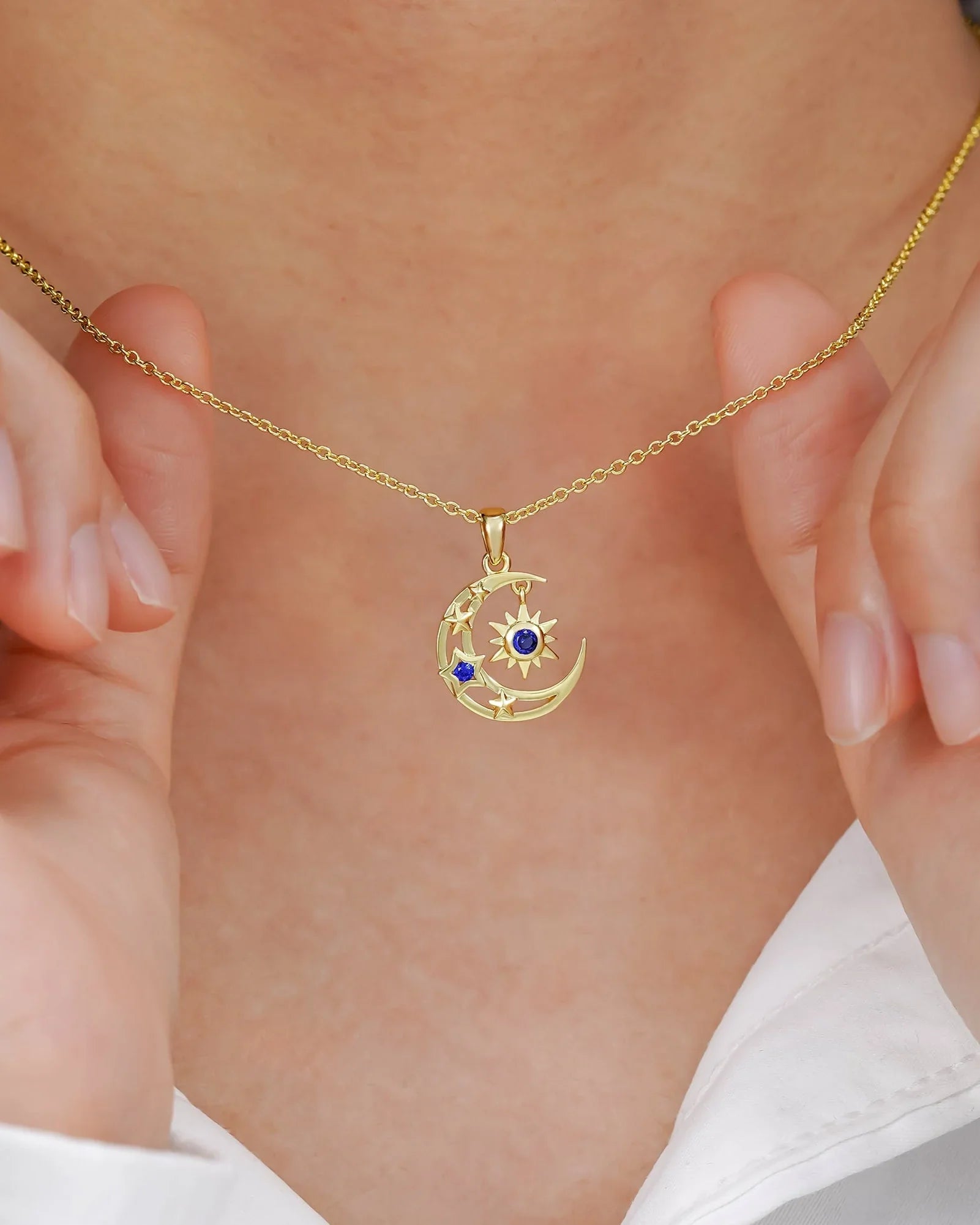 Celestial Moon & Sun Pendant Necklace