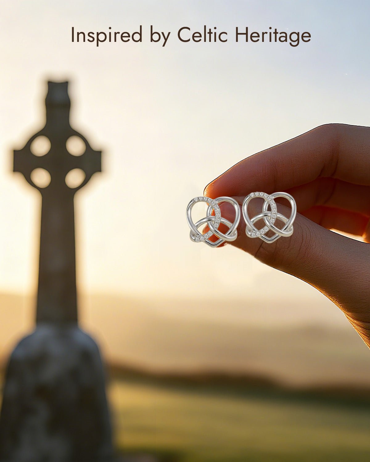 Celtic Heart Knot Stud Earrings