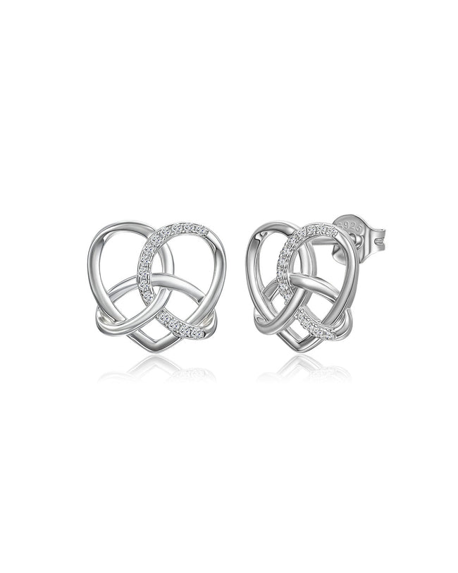 Celtic Heart Knot Stud Earrings Hover Image