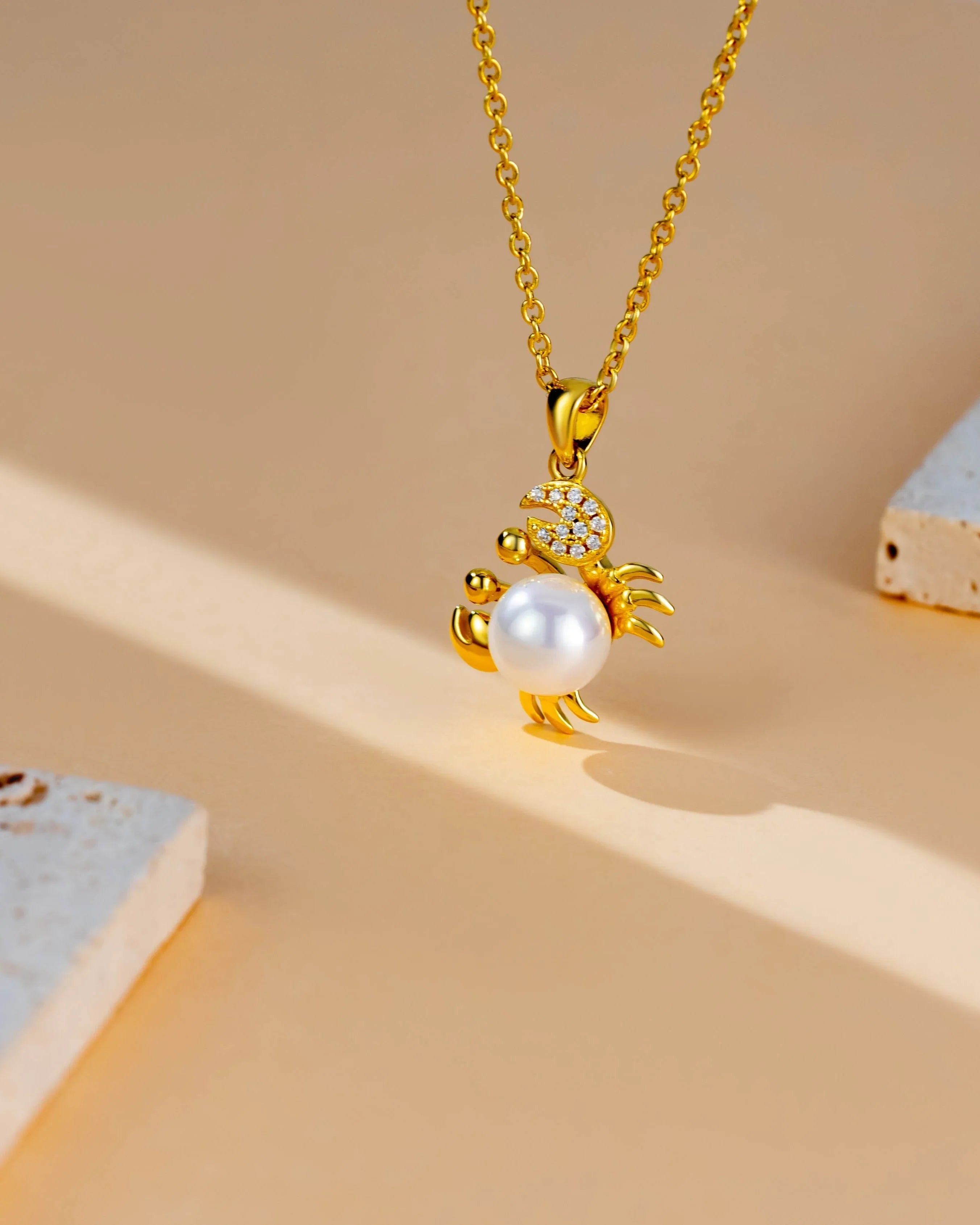 Crab Pearl Pendant Necklace