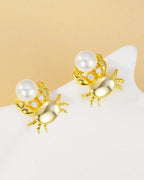 Crab Pearl Stud Earrings