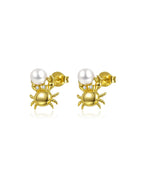 Crab Pearl Stud Earrings