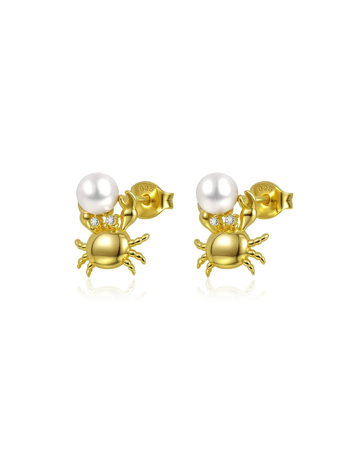 Crab Pearl Stud Earrings