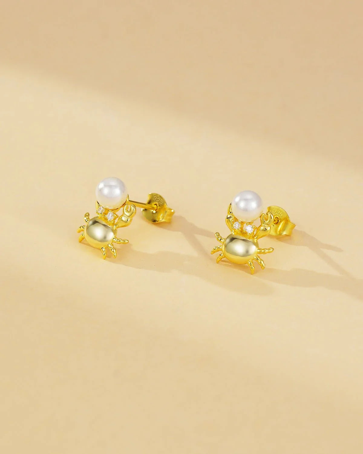 Crab Pearl Stud Earrings