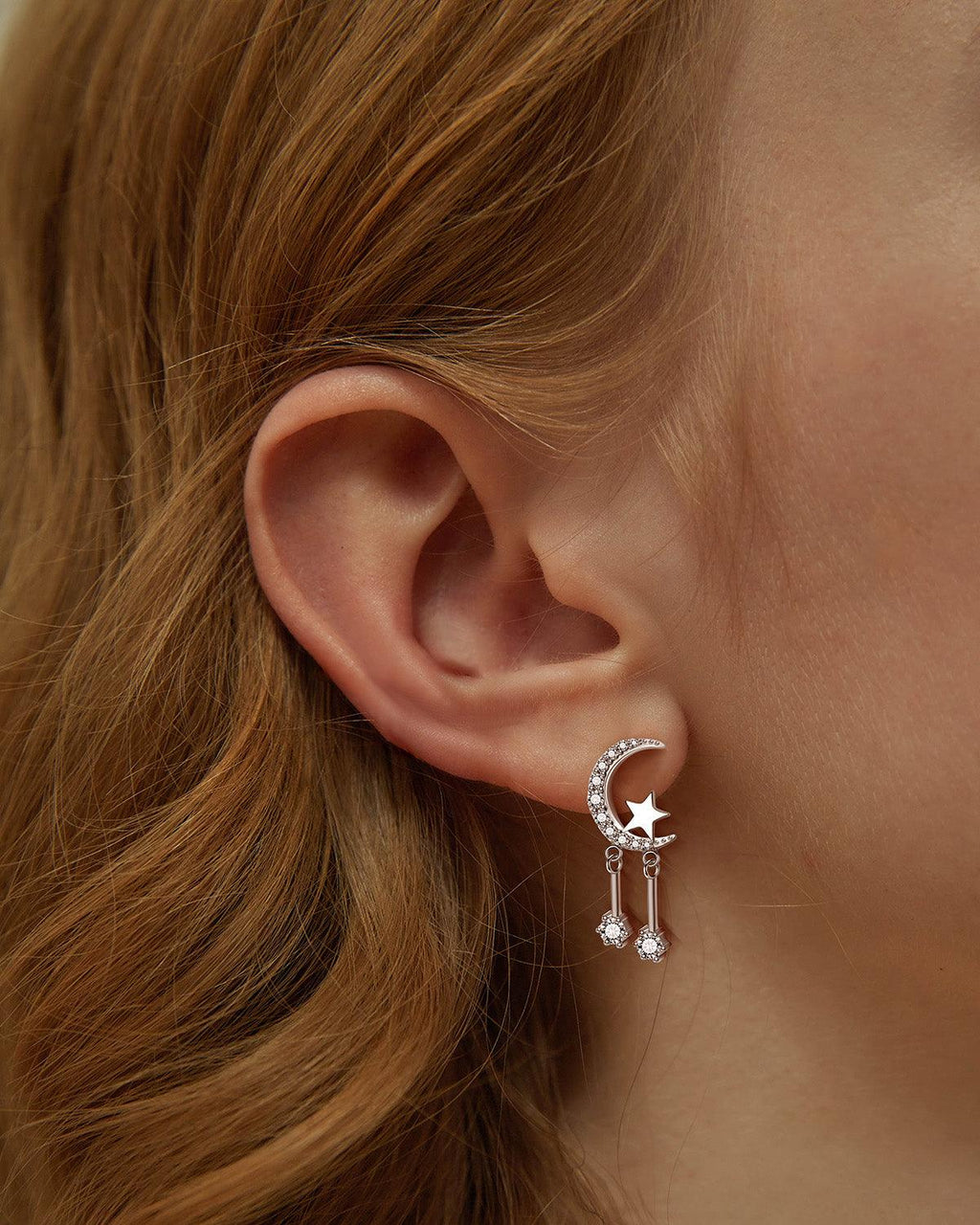 Crystal Moon & Star Earrings