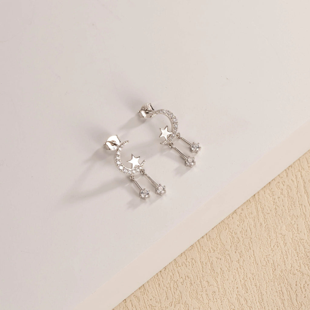 Crystal Moon & Star Earrings