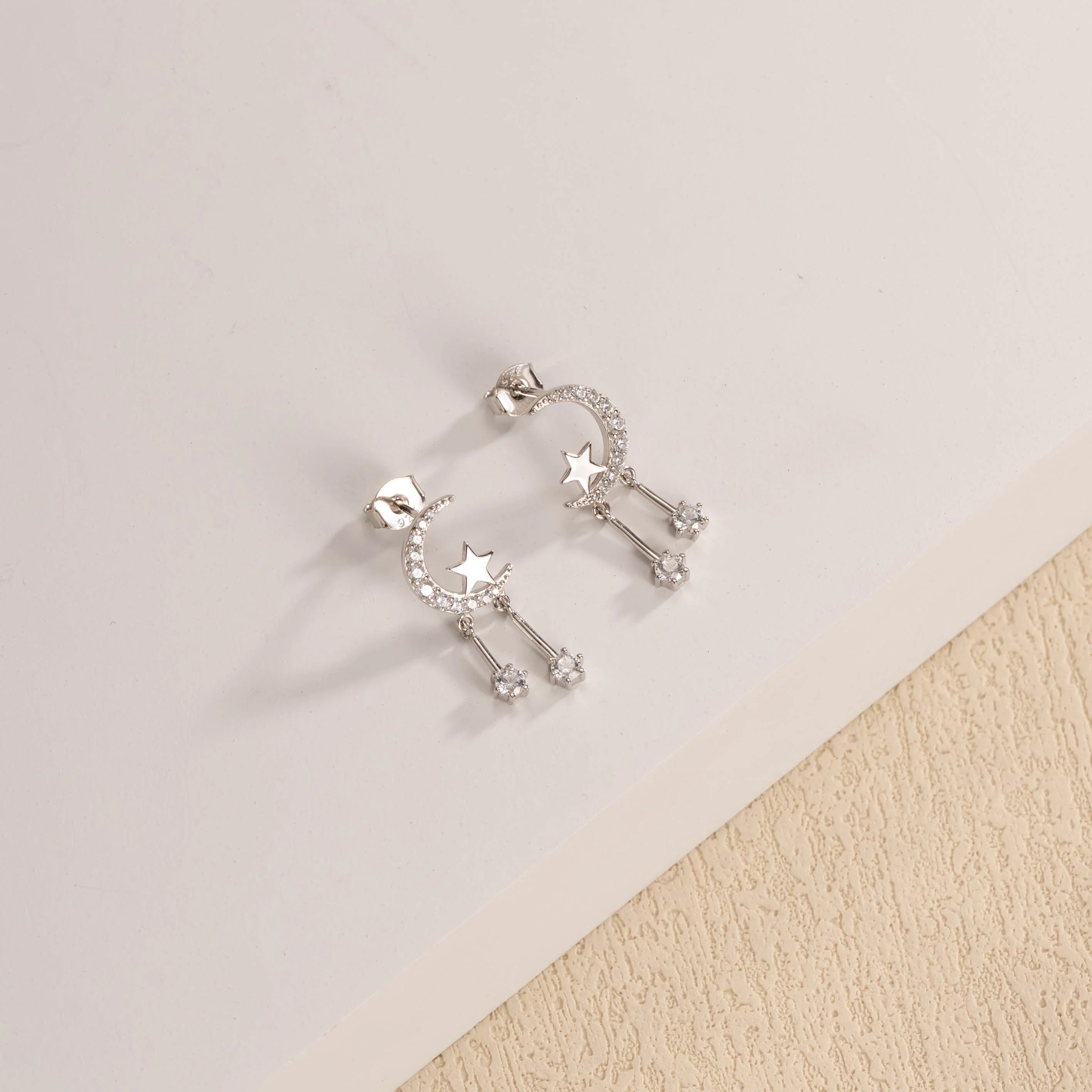 Crystal Moon & Star Earrings