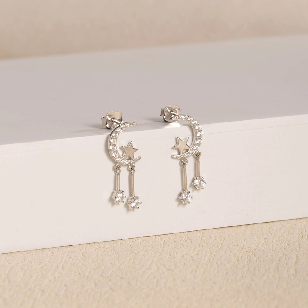 Crystal Moon & Star Earrings