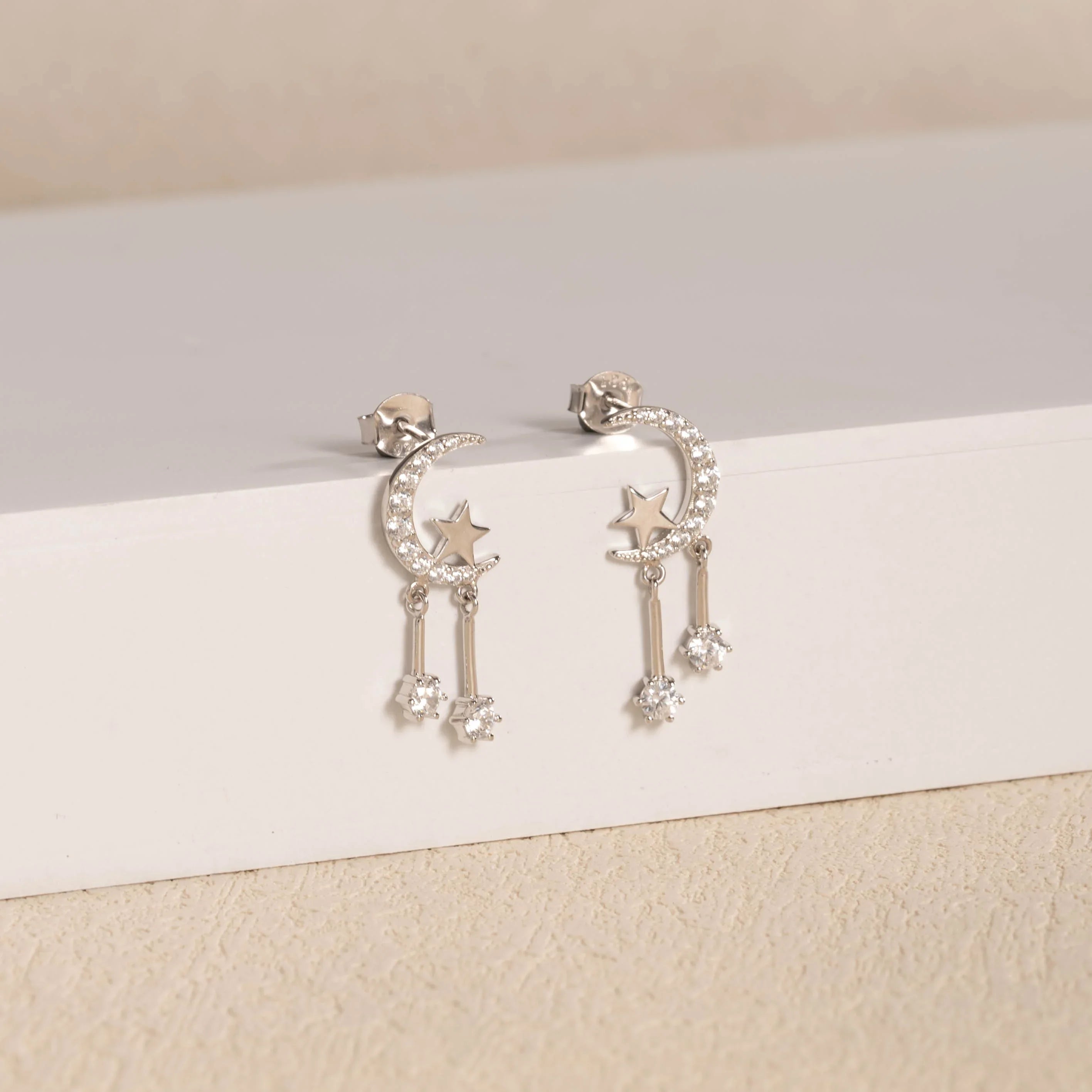 Crystal Moon & Star Earrings