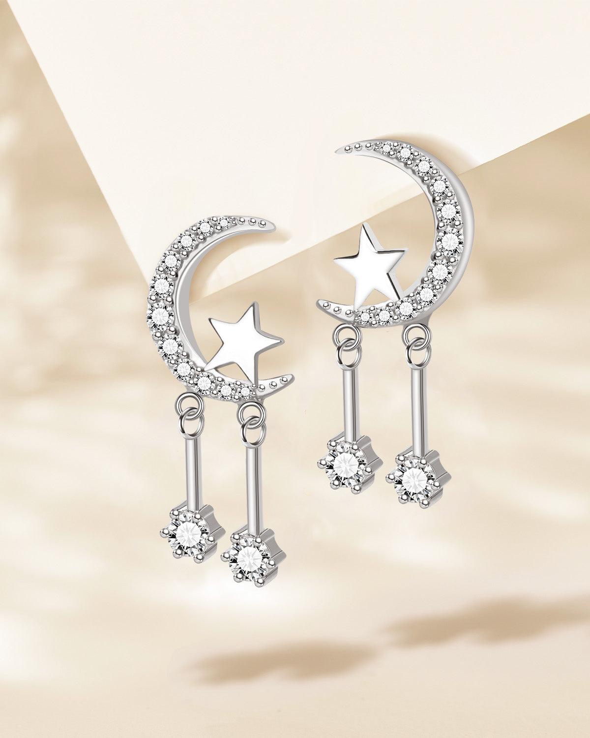Crystal Moon & Star Earrings