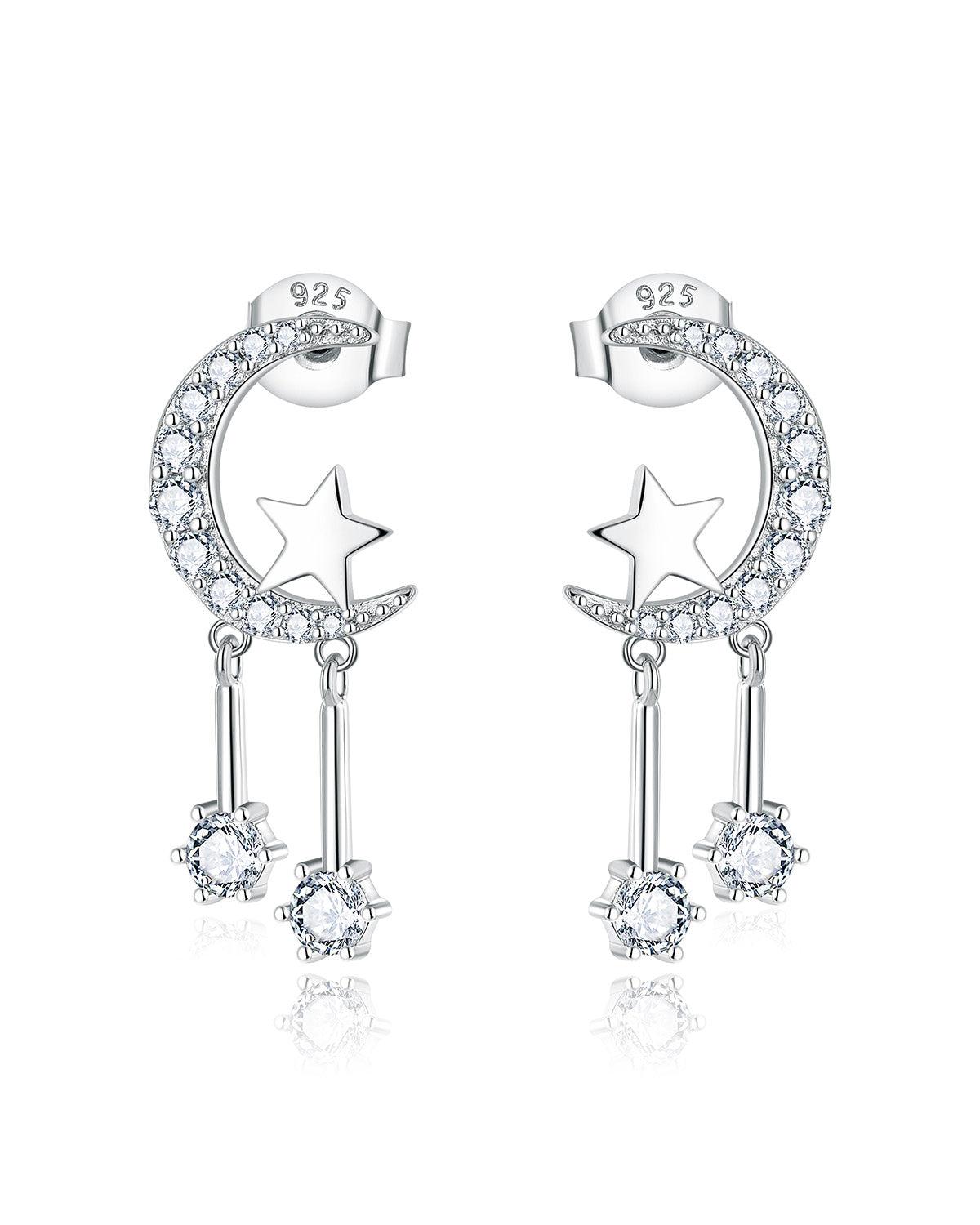 Crystal Moon & Star Earrings