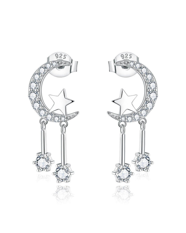 Crystal Moon & Star Earrings Hover Image