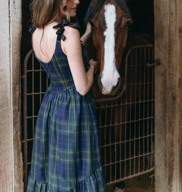 Check Bow Strap Dress