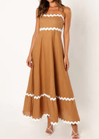 White Lace Stitching Elegant Strapless Tube Top Long Dress