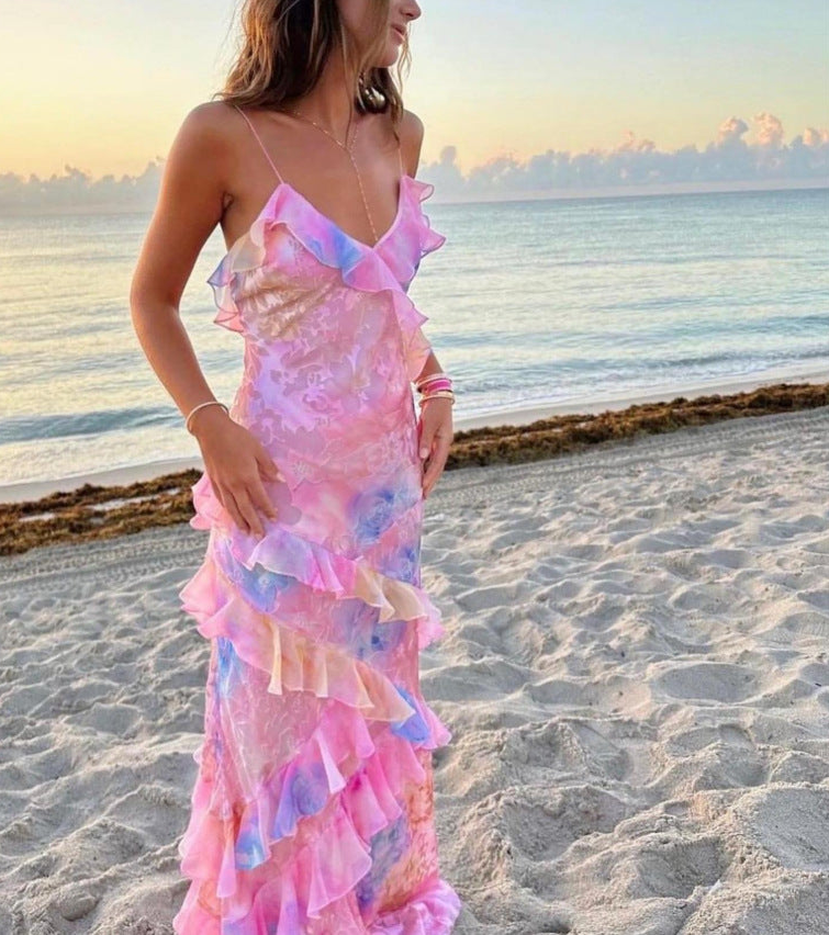 Sunset Serenade Ruffle Maxi Dress