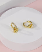 Dazzling Gold Huggie Drop Earring