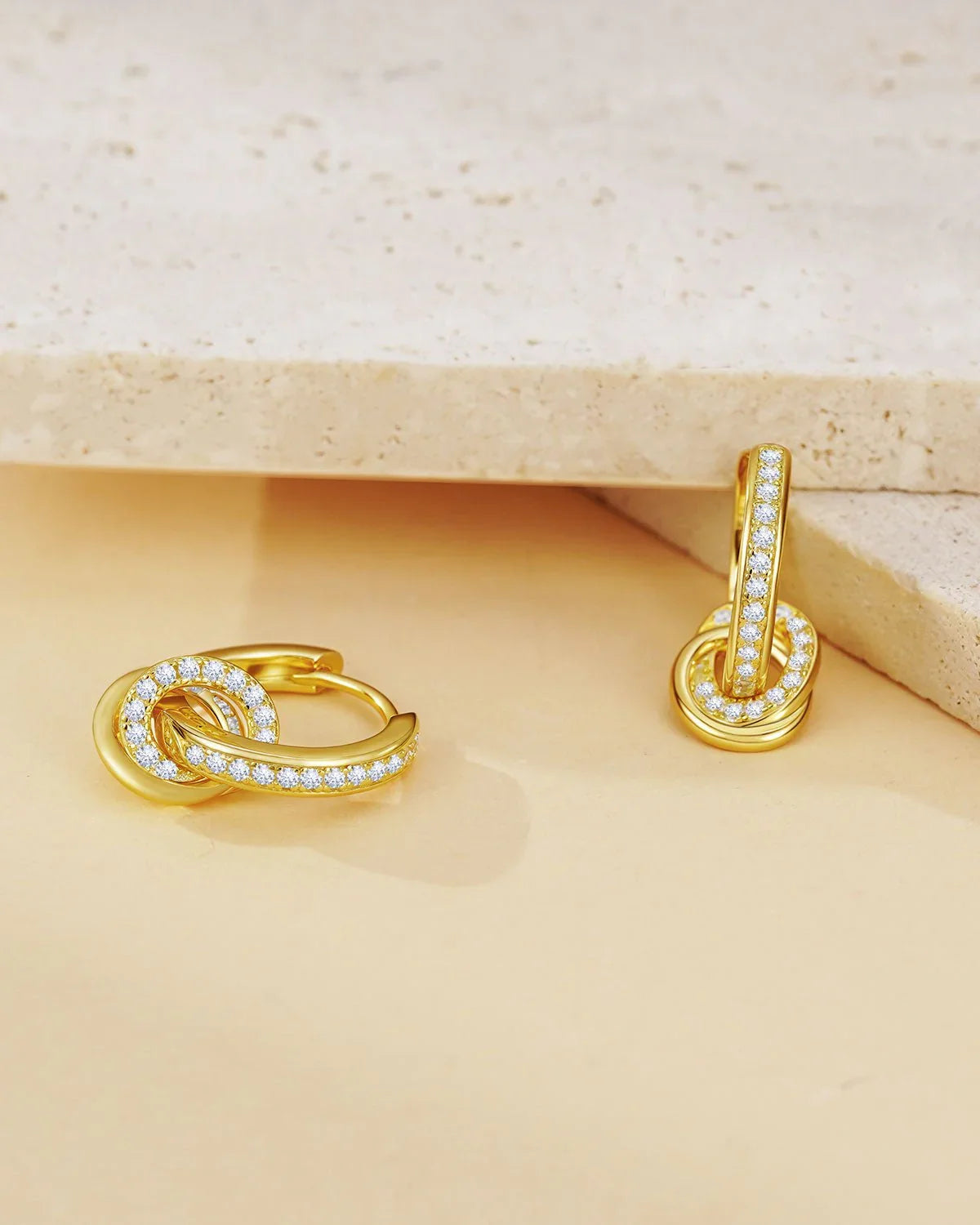 Dazzling Gold Huggie Drop Earring