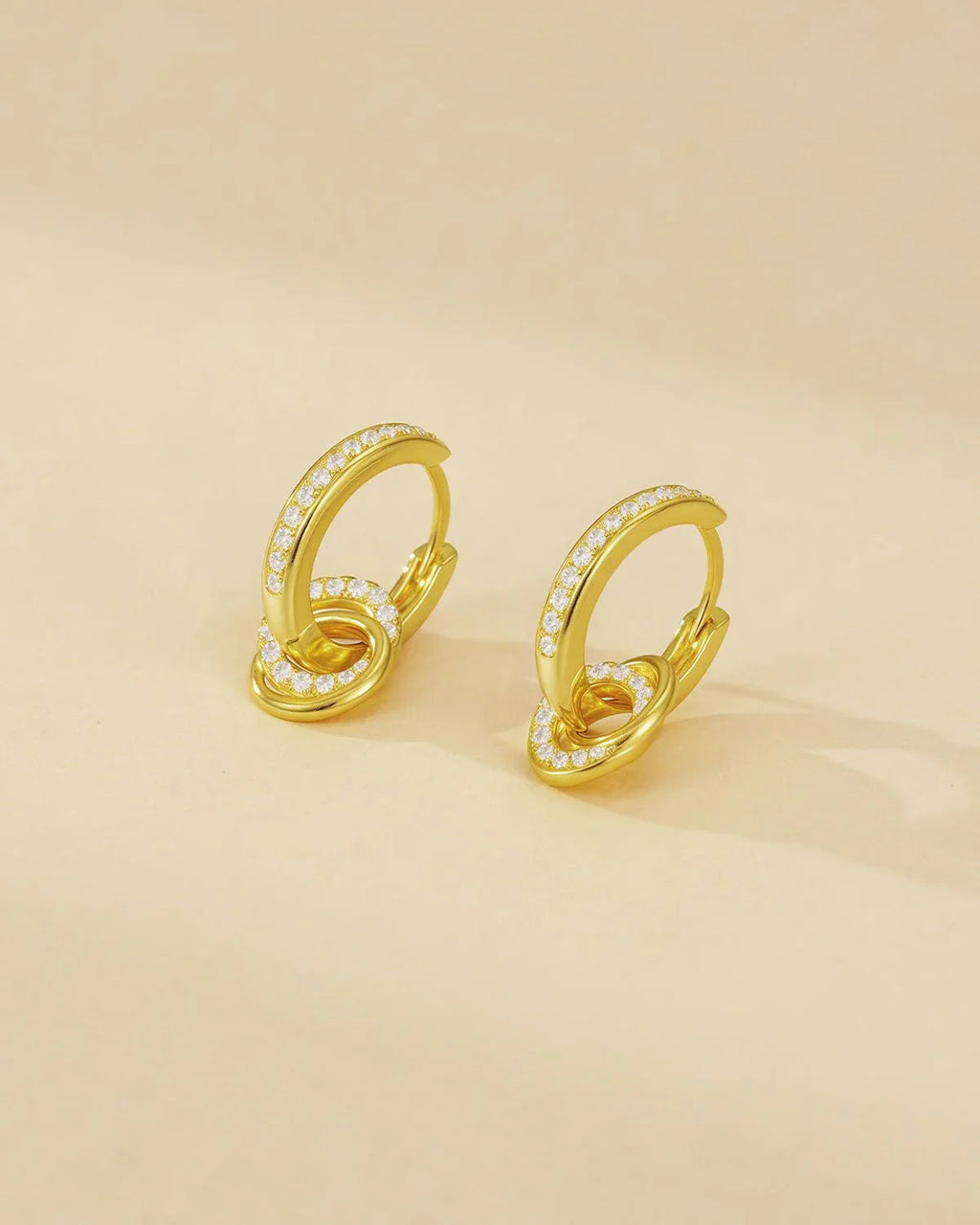 Dazzling Gold Huggie Drop Earring