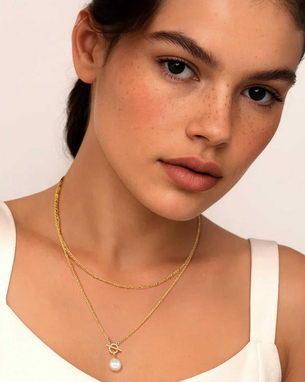 Double Layer Toggle Pearl Necklace
