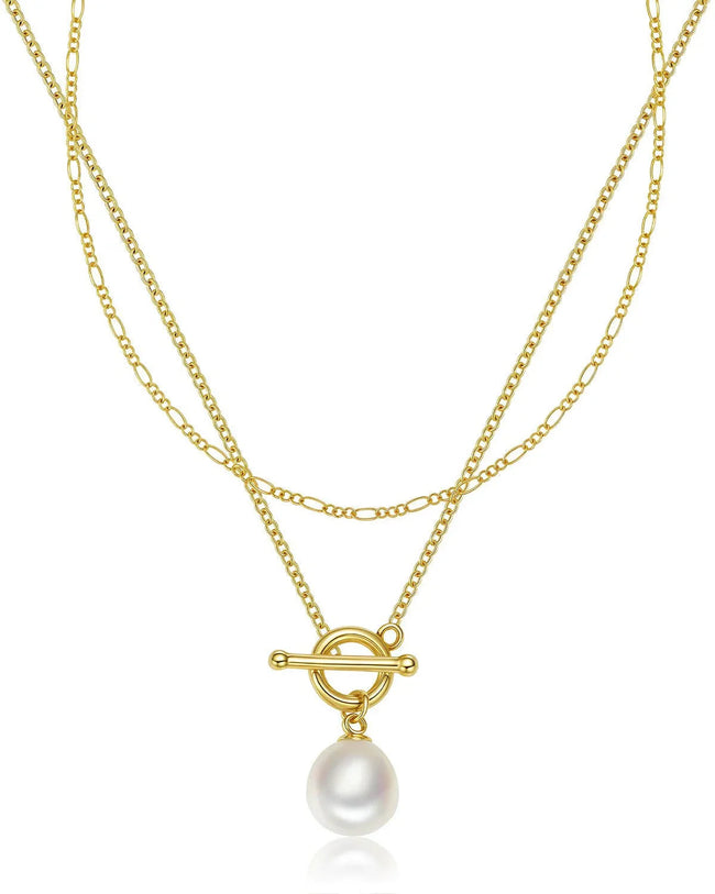 Double Layer Toggle Pearl Necklace Hover Image