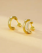 Double Row Cubic Zirconia Hoop Earrings