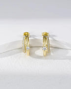 Double Row Cubic Zirconia Hoop Earrings