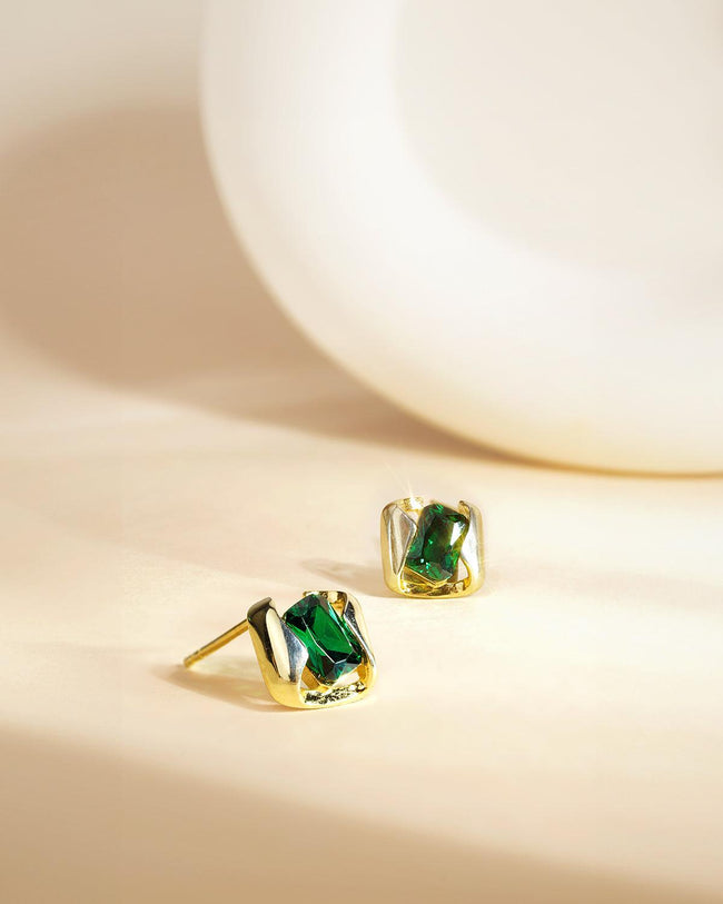 Emerald Green Zirconia Stud Earrings Main Image