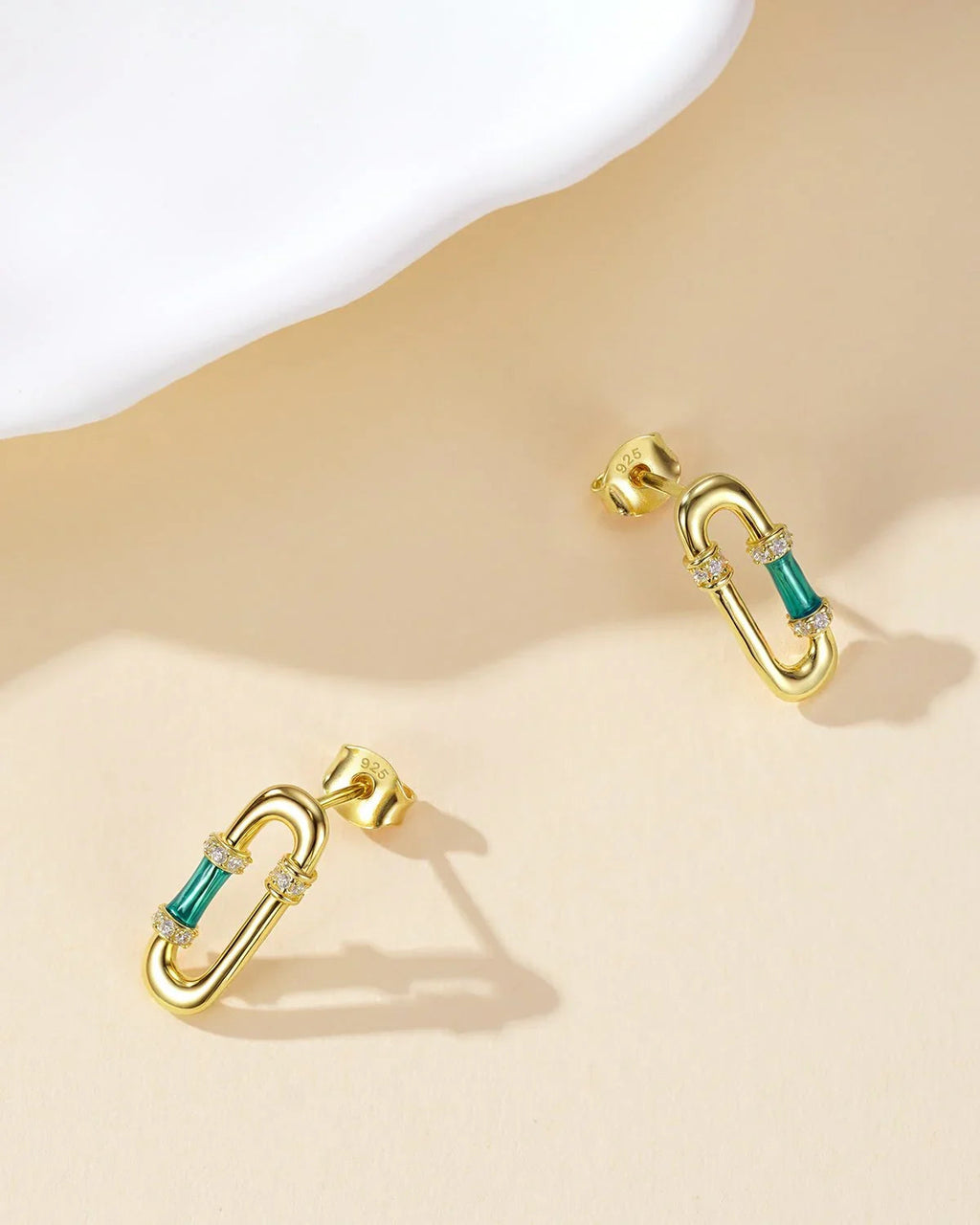 Enamel Paperclip Stud Earrings