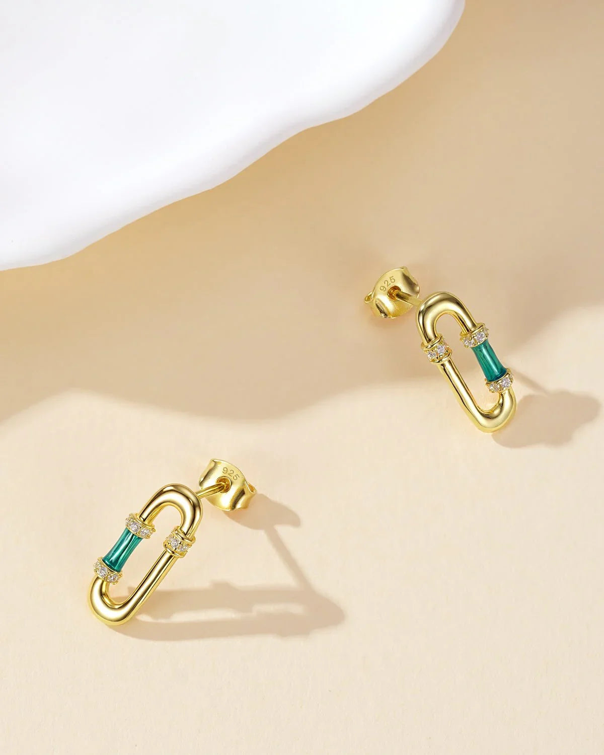 Enamel Paperclip Stud Earrings