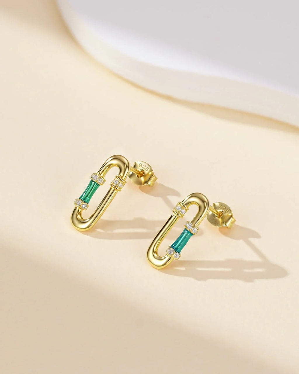 Enamel Paperclip Stud Earrings