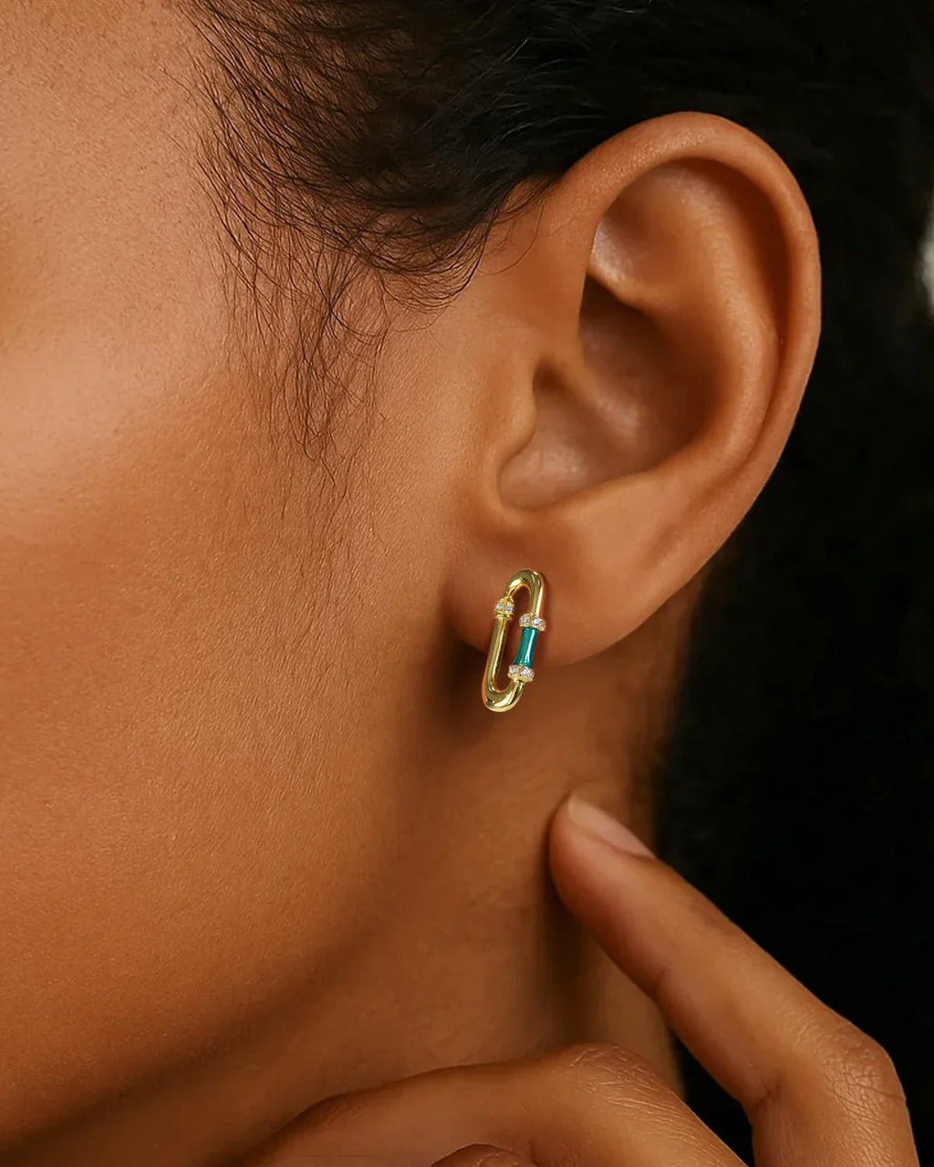 Enamel Paperclip Stud Earrings