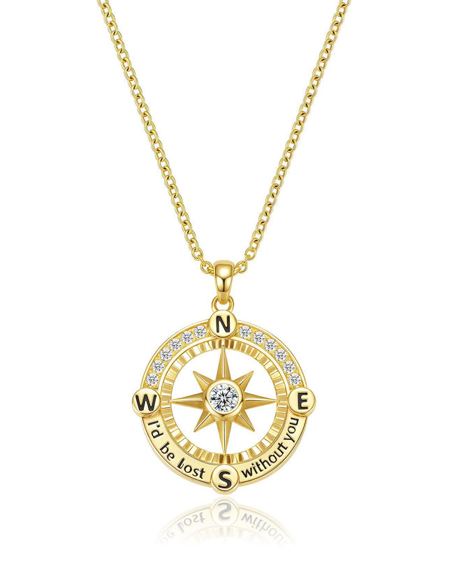 Engravable Compass Necklace Hover Image