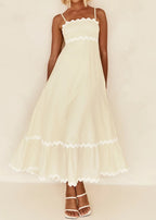 White Lace Stitching Elegant Strapless Tube Top Long Dress