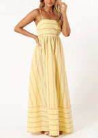 Striped Suspender Maxi Dress