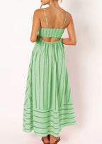 Striped Suspender Maxi Dress