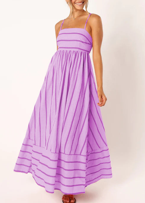 Striped Suspender Maxi Dress