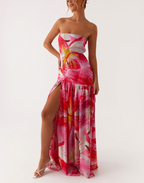 Strapless Tube Panelled Maxi Dress