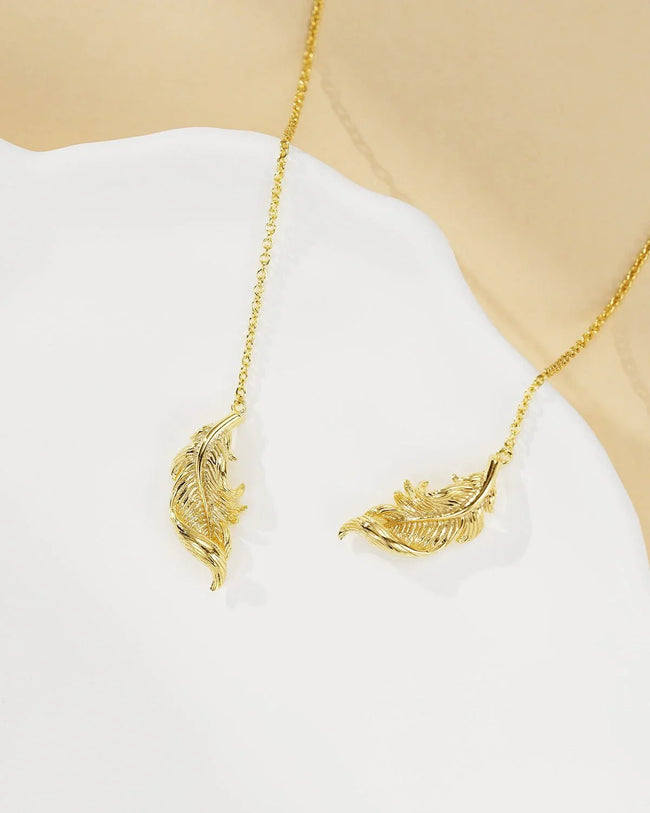 Feather Threader Earrings Main Image