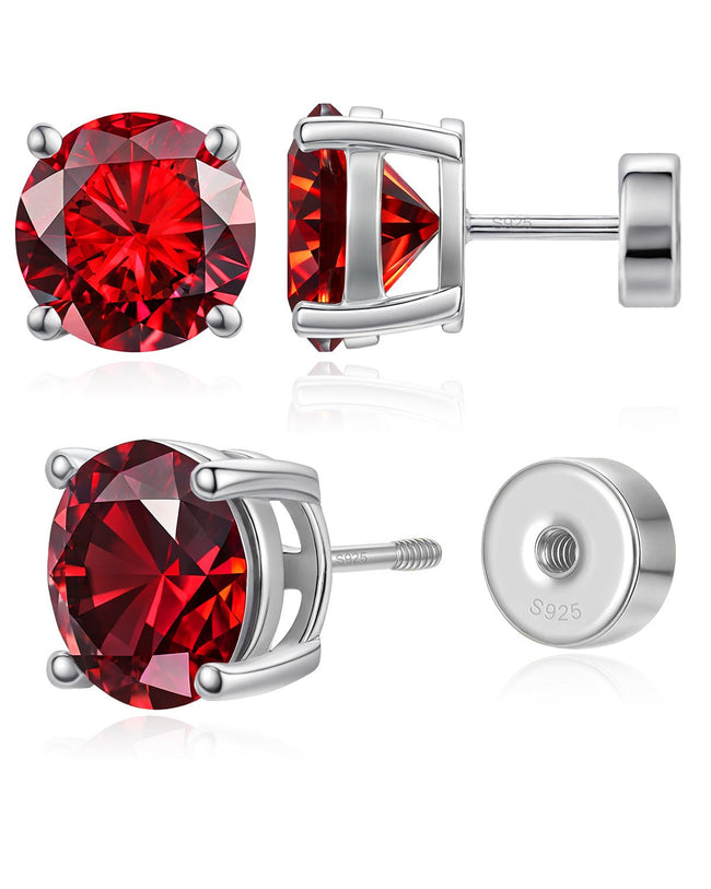 Flat Back Birthstone Stud Earrings Hover Image