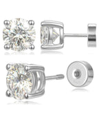 Flat Back Moissanite Stud Earrings