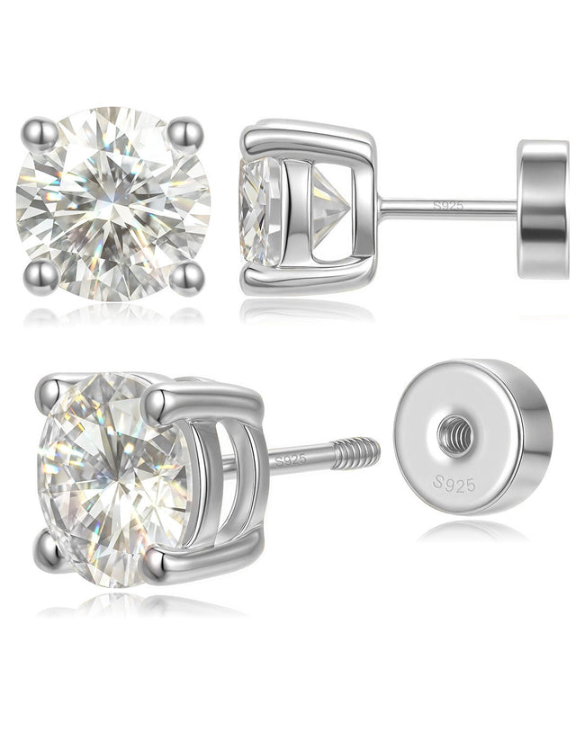Flat Back Moissanite Stud Earrings Hover Image