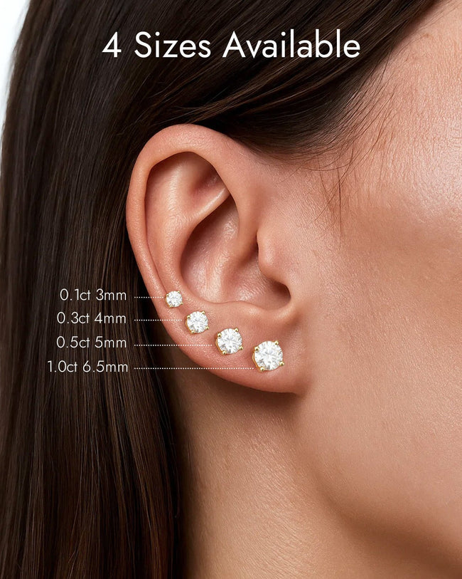 Flat Back Moissanite Stud Earrings Main Image