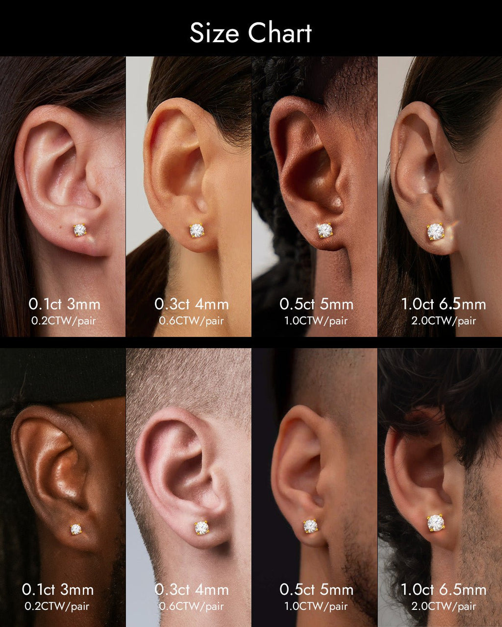 Flat Back Moissanite Stud Earrings